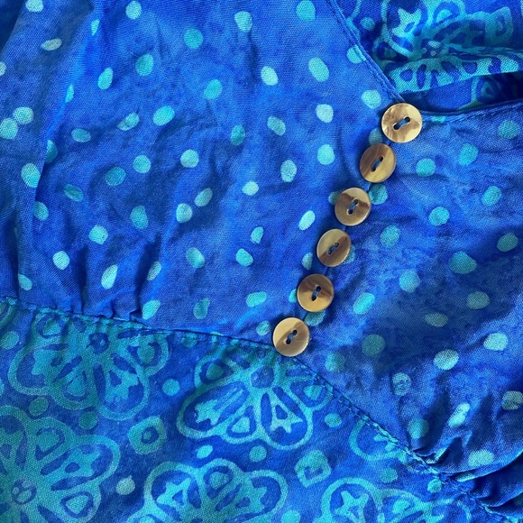 Nomadic Traders Blue Boho Tank Top with Buttons - Picture 5 of 7